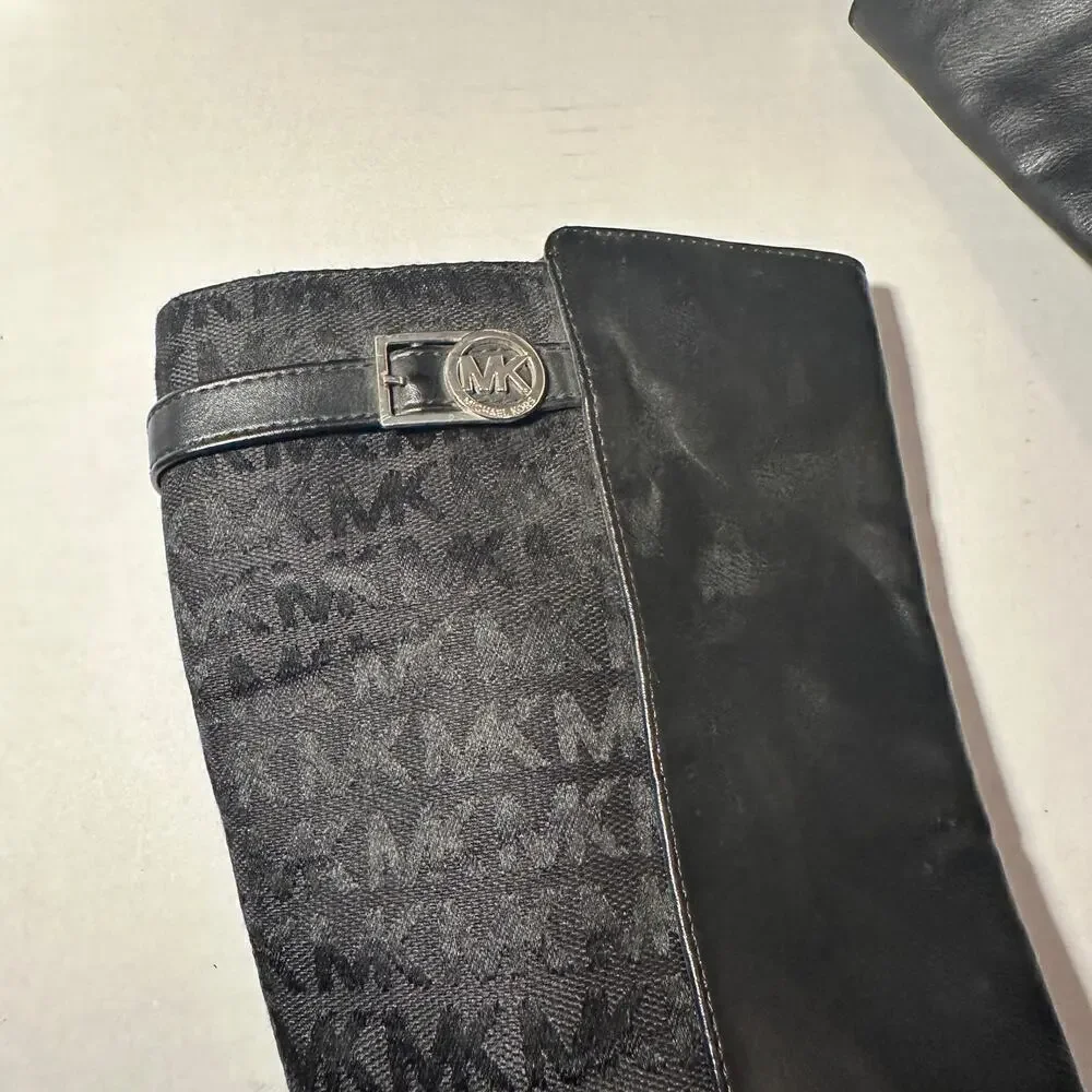 Michael Kors Logo Size 5 Black Zeppelin Riding Boot Fall Winter Closet Staple